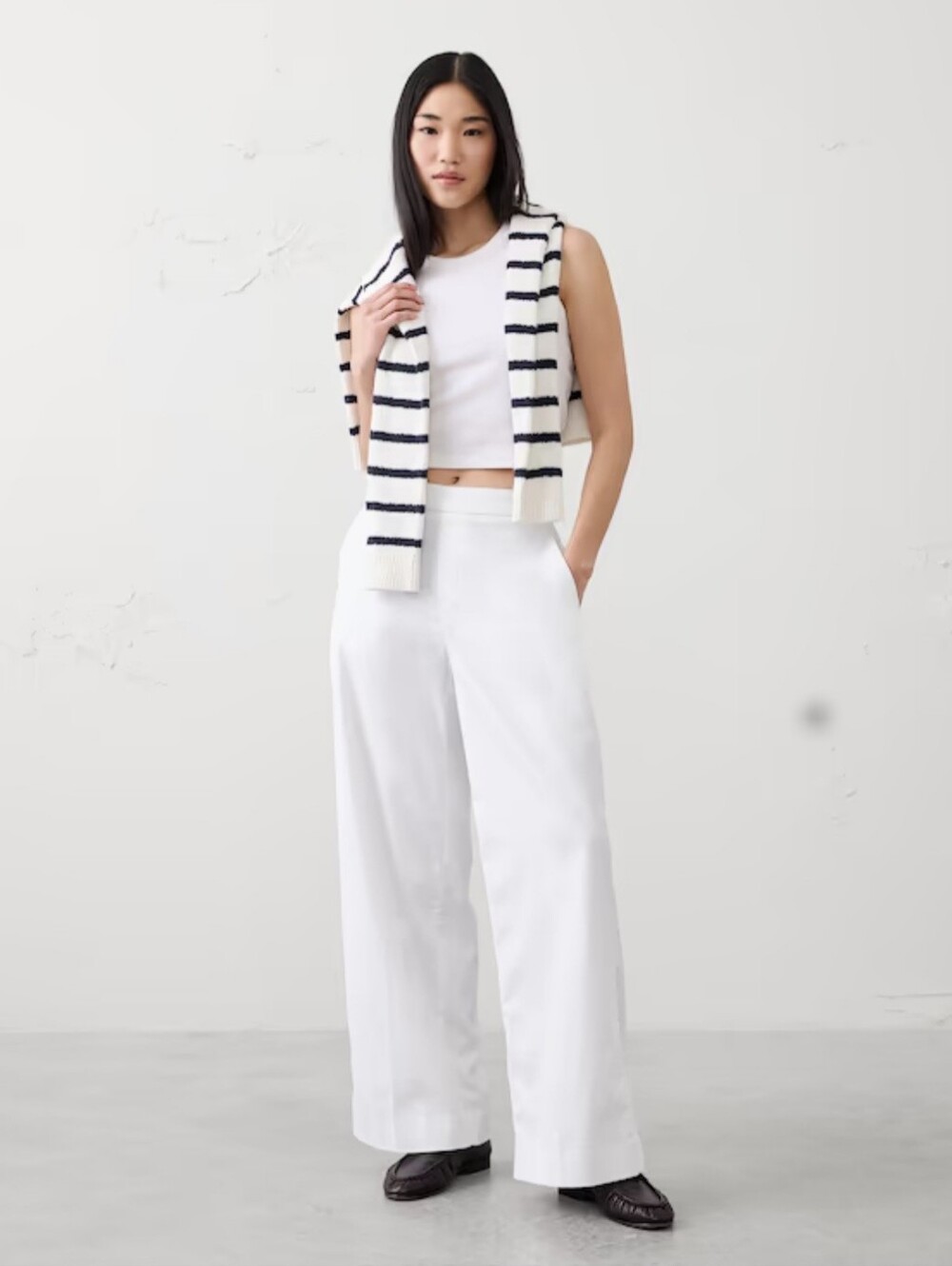 Banana Republic Hayden Wide Leg High-Rise Linen Blend White Pants Size-XL